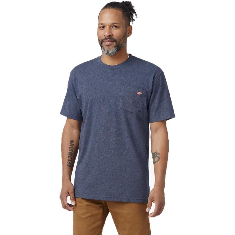 image:imageDickies Mens Heavyweight Heathered Short Sleeve Pocket TShirtInk Navy Heather