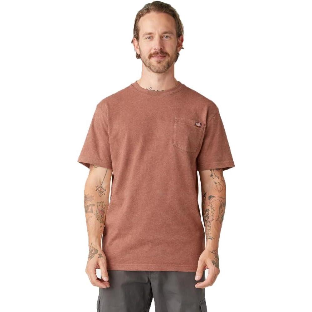 image:imageDickies Mens Heavyweight Heathered Short Sleeve Pocket TShirtRusset Heather