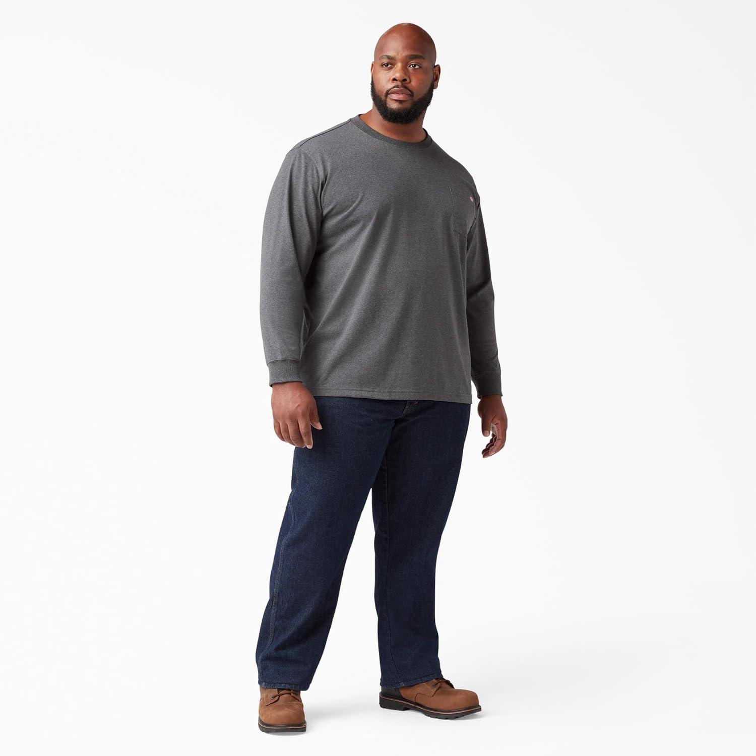 image:imageDickies Mens Big and Tall Long Sleeve Heavyweight Crew NeckCharcoal Gray Heather