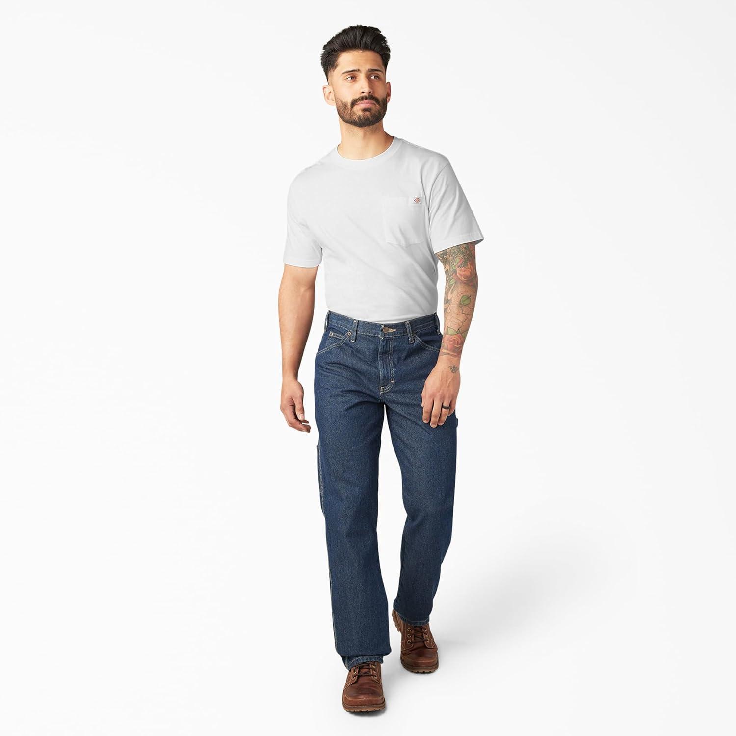 image:imageDickies Mens RelaxedFit Carpenter JeanStone Washed Indigo Blue