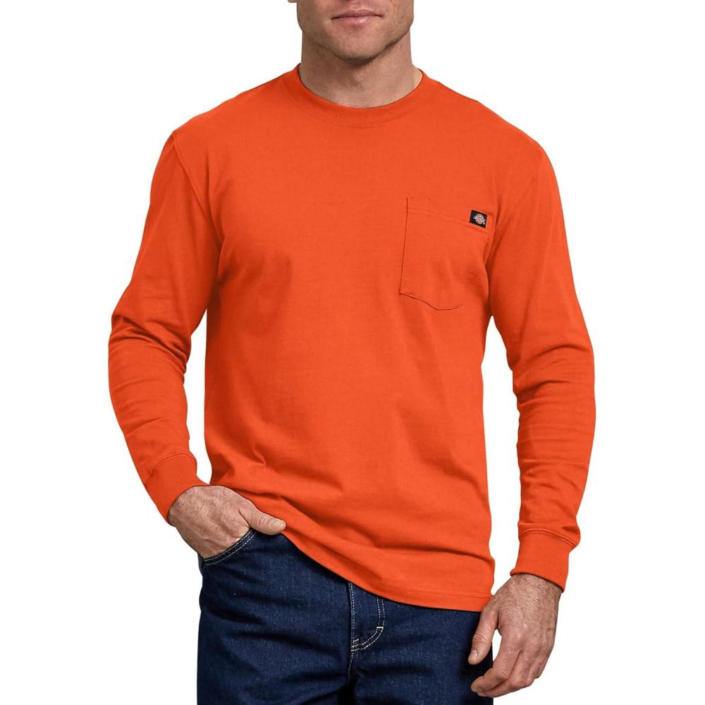 image:imageDickies Mens Big and Tall Long Sleeve Heavyweight Crew NeckBright Orange