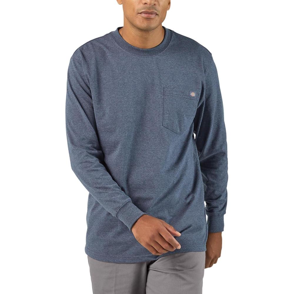image:imageDickies Mens Big and Tall Long Sleeve Heavyweight Crew NeckDark Denim Heather