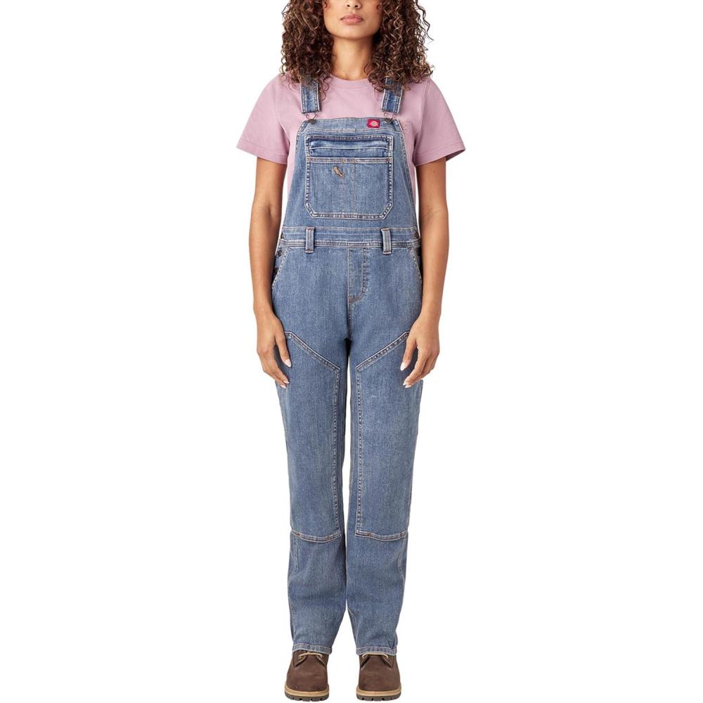 image:imageDickies Womens Double Front Bib OverallsLight Stonewashed Denim