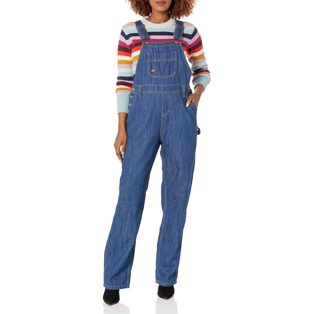 image:imageDickies Womens Relaxed Fit Bib OverallMedium Stonewashed Denim