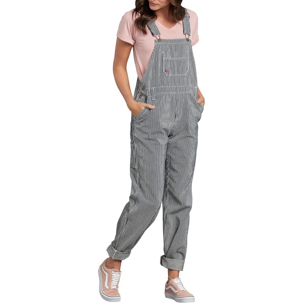 image:imageDickies Womens Relaxed Fit Bib OverallRinsed Hickory Stripe