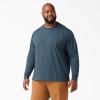 Dickies Men’s Big and Tall Long Sleeve Heavyweight Crew Neck(Baltic Blue Single Dye Heather)