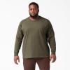 Dickies Men’s Big and Tall Long Sleeve Heavyweight Crew Neck(Military Green Single Dye Heather)