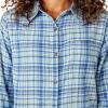 Dickies Women’s Plaid Flannel Long Sleeve Shirt(Blue Plaid)