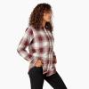 Dickies Women’s Plaid Flannel Long Sleeve Shirt(Red)