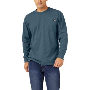 Dickies Men’s Big and Tall Long Sleeve Heavyweight Crew Neck(Baltic Blue Single Dye Heather)
