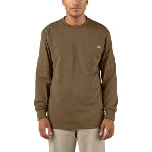 Dickies Men’s Big and Tall Long Sleeve Heavyweight Crew Neck(Brown Duck/Black Heather)