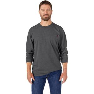 Dickies Men’s Big and Tall Long Sleeve Heavyweight Crew Neck(Charcoal Gray Heather)