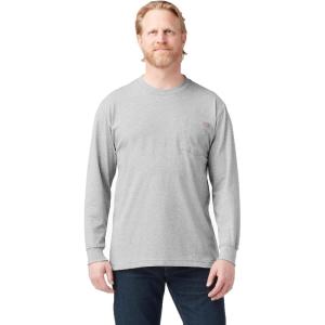 Dickies Men’s Big and Tall Long Sleeve Heavyweight Crew Neck(Heather Gray)