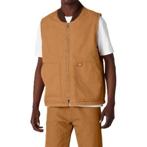 Dickies Men’s Stonewashed Duck High Pile Fleece Lined Vest(Stonewashed Brown Duck)