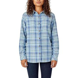 Dickies Women’s Plaid Flannel Long Sleeve Shirt(Blue Plaid)