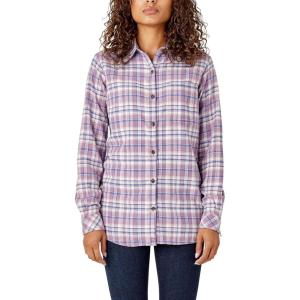 Dickies Women’s Plaid Flannel Long Sleeve Shirt(Green Plaid)