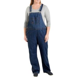 Dickies womens Plus Size Denim Bib Overall(Dark Indigo)