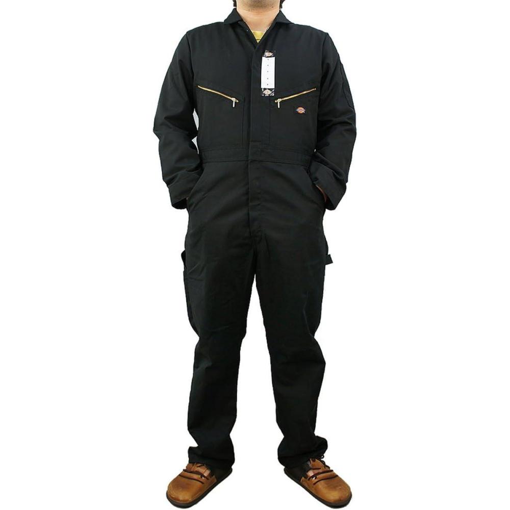 image:imageDickies Mens Deluxe Long Sleeve Coveralls 75 oz Twill Mechanic Jumpsuit with Zipper Front Industrial Uniform FitBlack V1