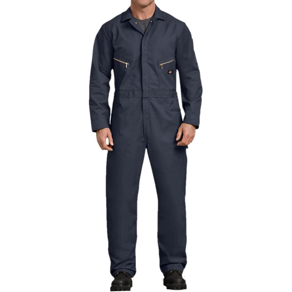 image:imageDickies Mens Deluxe Long Sleeve Coveralls  75 oz Twill Mechanic Jumpsuit with Zipper Front Industrial Uniform FitDark Navy