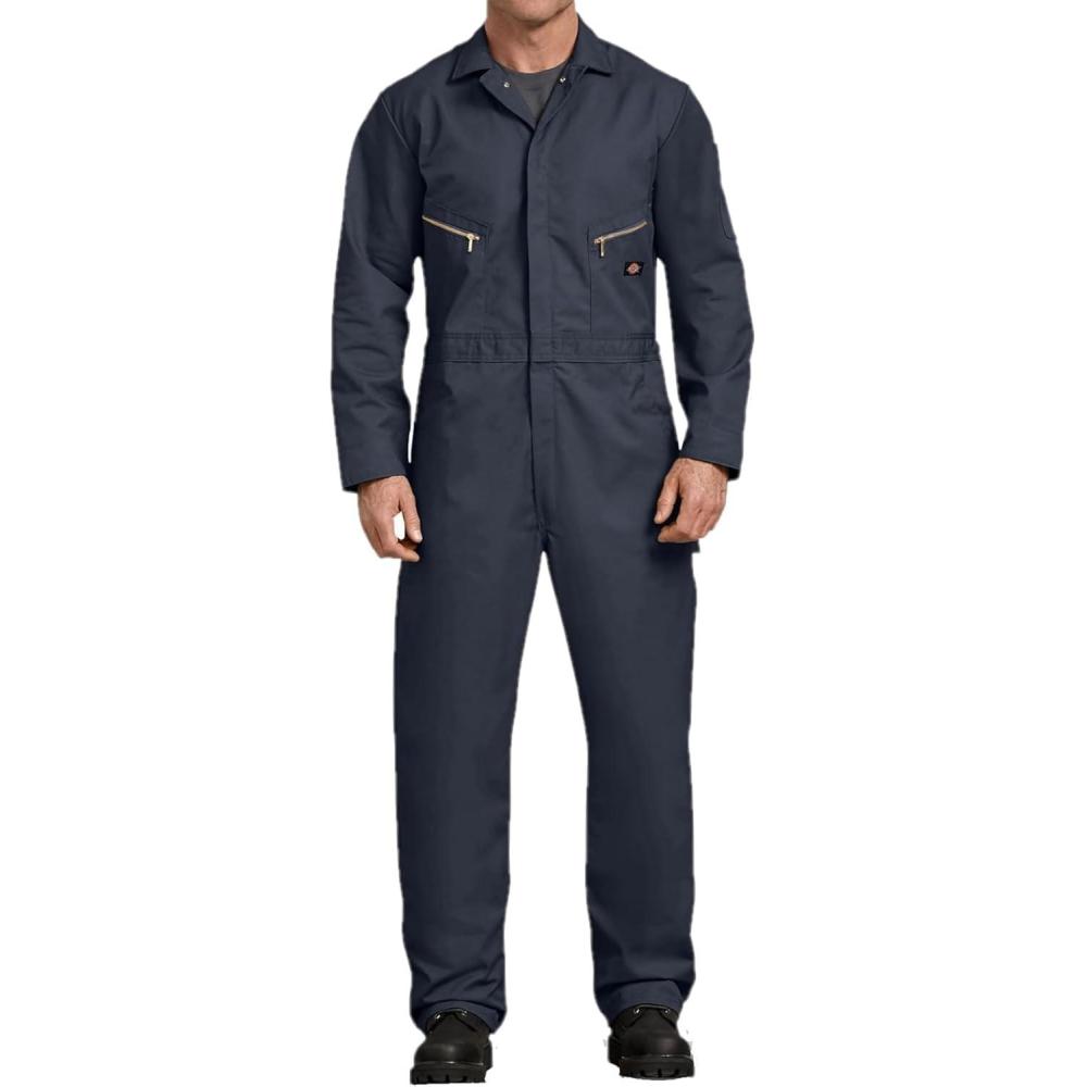 image:imageDickies Mens Deluxe Long Sleeve Coveralls  75 oz Twill Mechanic Jumpsuit with Zipper Front Industrial Uniform FitDark Navy V1