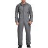 Dickies Men’s Deluxe Long Sleeve Coveralls – 7.5 oz Twill Mechanic Jumpsuit with Zipper Front Industrial Uniform Fit(Gray)