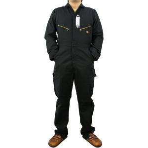 Dickies Men’s Deluxe Long Sleeve Coveralls – 7.5 oz Twill Mechanic Jumpsuit with Zipper Front Industrial Uniform Fit(Black V1)