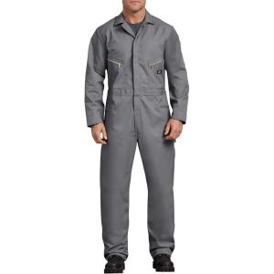 Dickies Men’s Deluxe Long Sleeve Coveralls – 7.5 oz Twill Mechanic Jumpsuit with Zipper Front Industrial Uniform Fit(Gray)