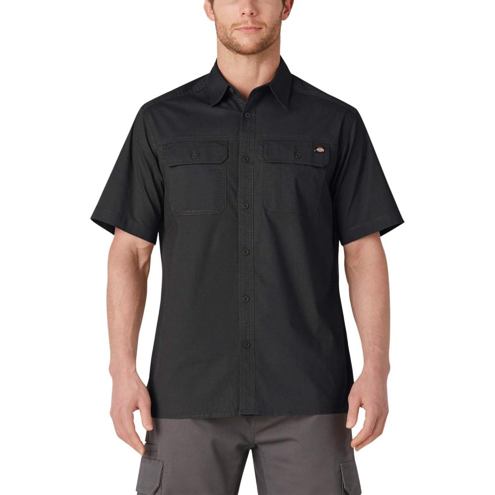 image:imageDickies Mens Short Sleeve Ripstop Work ShirtRinsed Black