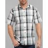 Dickies Mens Yarn Dyed Short Sleeve Camp Shirt(Silver/Blue/Whi)