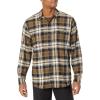 Dickies Mens L/S Flex Flannel Shirt(Black/Dark Olive/Anque White Multi Windowpane)