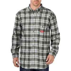 Dickies Men’s Big Flame-Resistant Long Sleeve Plaid Shirt Big(White/Grape Leaf Plaid)