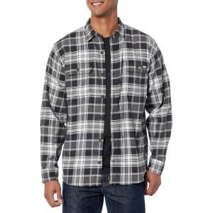Dickies Mens L/S Flex Flannel Shirt(Black/Charcoal/White Multi Windowpane)