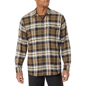 Dickies Mens L/S Flex Flannel Shirt(Black/Dark Olive/Anque White Multi Windowpane)