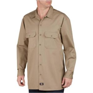 Dickies Mens Long Sleeve Flex Twill Work Shirt(Khaki)