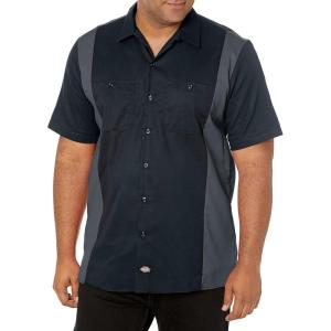 Dickies Men’s Short-Sleeve Two-Tone Work Shirt(Black/Charcoal V1)