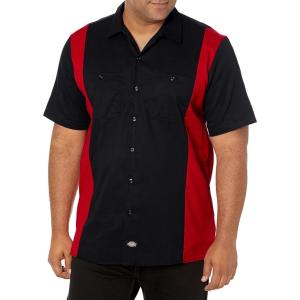 Dickies Men’s Short-Sleeve Two-Tone Work Shirt(Black/English Red V1)