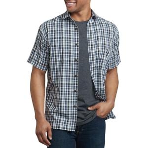 Dickies Men’s Yarn Dyed Plaid Short Sleeve Shirt(Dark Denim Check)