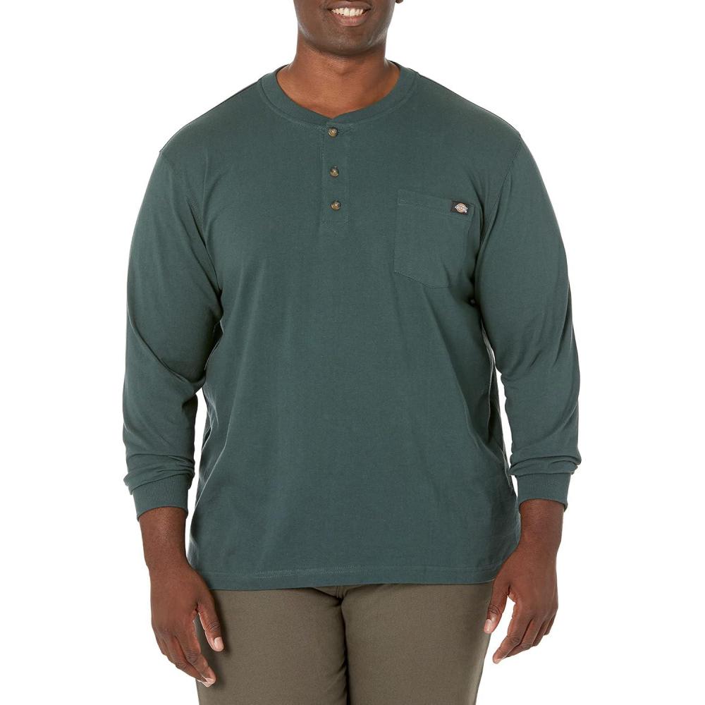 image:imageDickies Mens BigTall LongSleeve Heavyweight HenleyHunter Green