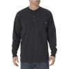 Dickies Mens Big-Tall Long-Sleeve Heavyweight Henley(Black)