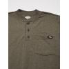 Dickies Mens Big-Tall Long-Sleeve Heavyweight Henley(Military Green Single Dye Heather)