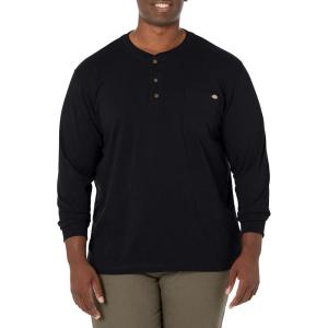 Dickies Mens Big-Tall Long-Sleeve Heavyweight Henley(Black)