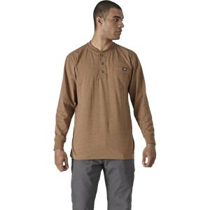Dickies Mens Big-Tall Long-Sleeve Heavyweight Henley(Brown Duck Single Dye Heather)