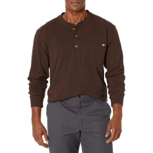 Dickies Mens Big-Tall Long-Sleeve Heavyweight Henley(Chocolate Brown)