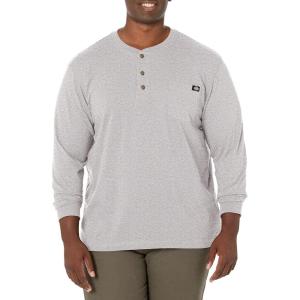 Dickies Mens Big-Tall Long-Sleeve Heavyweight Henley(Heather Gray)