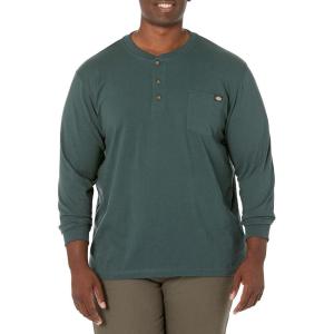 Dickies Mens Big-Tall Long-Sleeve Heavyweight Henley(Hunter Green)