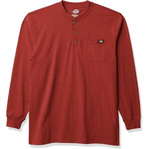 Dickies Mens Big-Tall Long-Sleeve Heavyweight Henley(Madder Brown)
