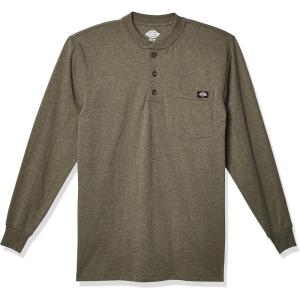 Dickies Mens Big-Tall Long-Sleeve Heavyweight Henley(Military Green Single Dye Heather)