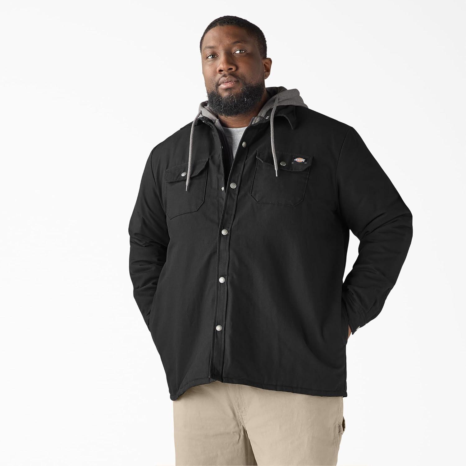 image:imageDickies mens Fleece Hooded Duck Shirt Jacket With HydroshieldBlack
