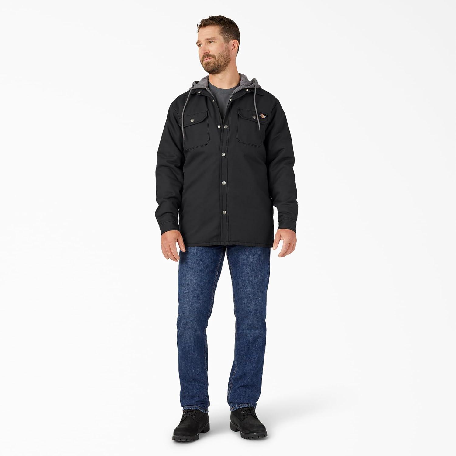 image:imageDickies mens Fleece Hooded Duck Shirt Jacket With HydroshieldBlack