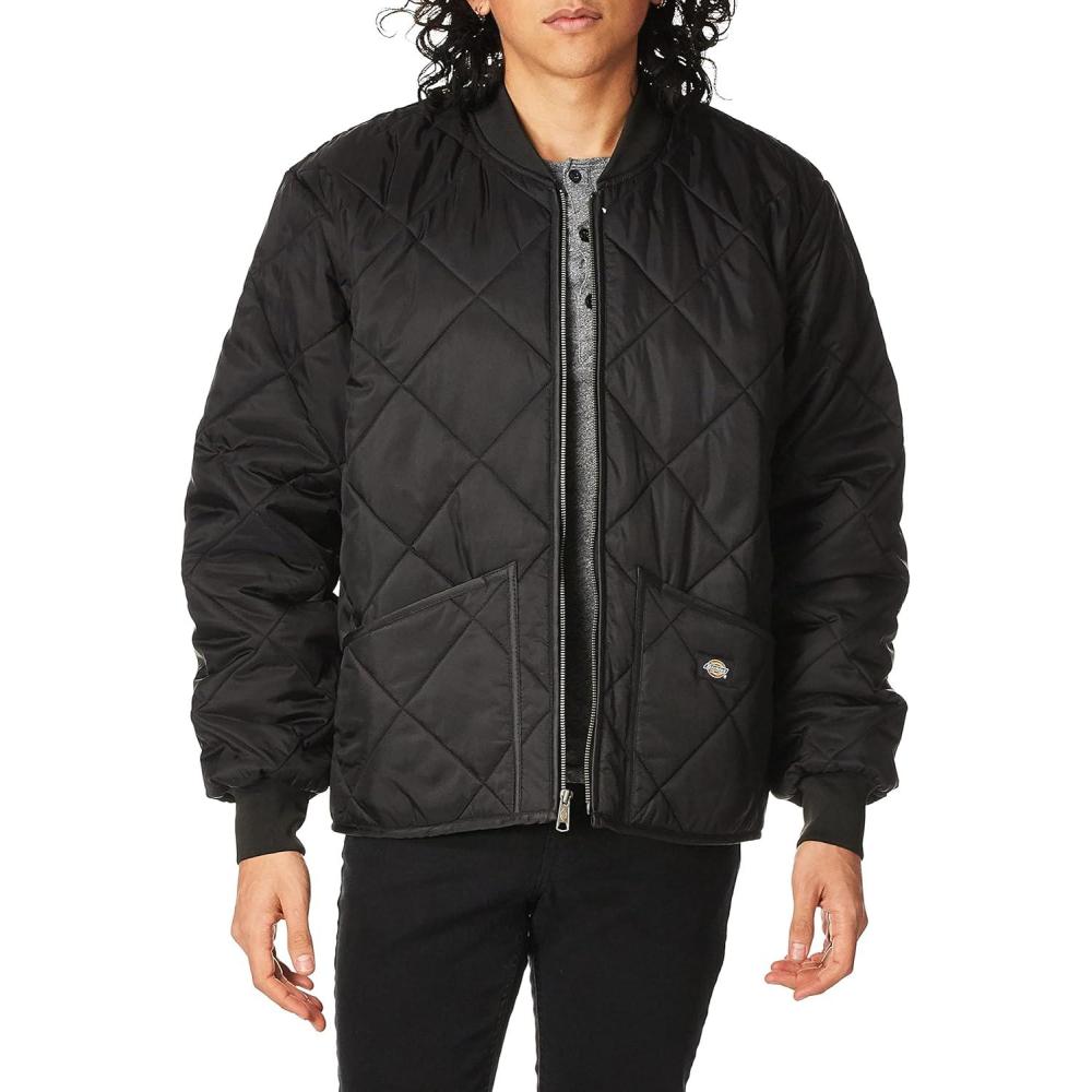 image:imageDickies Mens Water Resistant Diamond Quilted Nylon JacketBlack V1